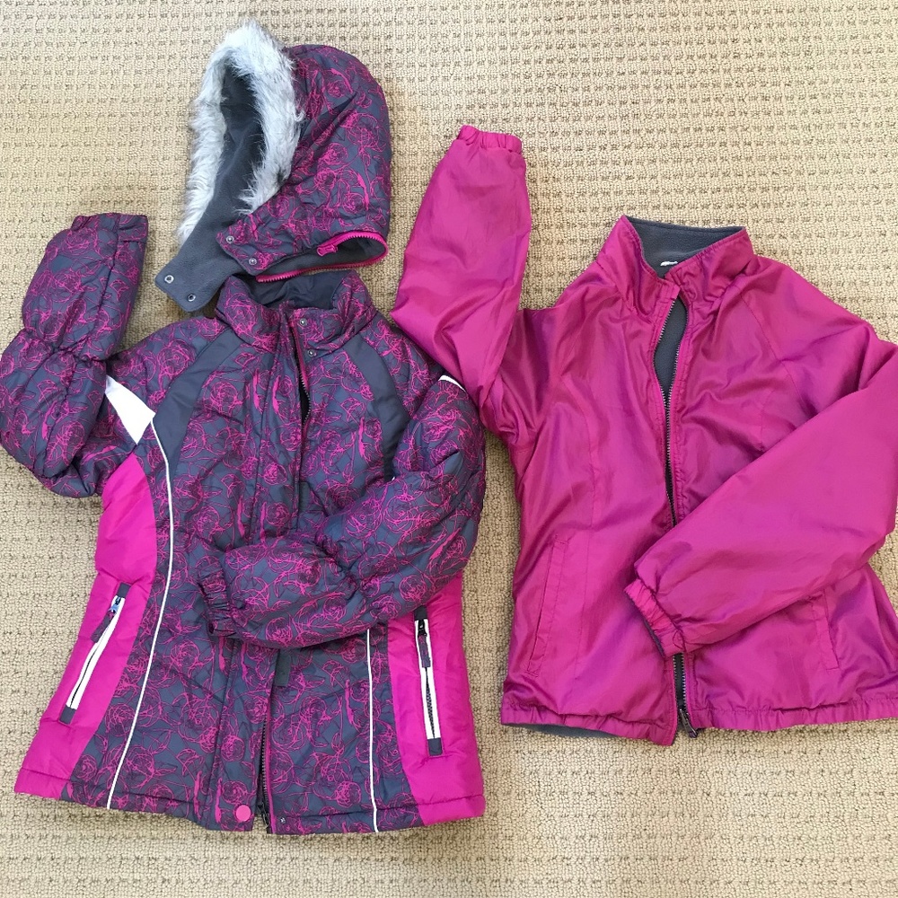 Girls London Fog Puffer Jacket with Faux-Fur Trim
